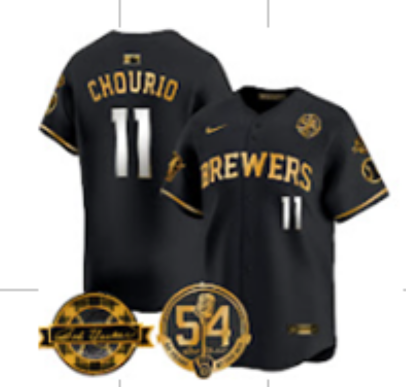 Men Milwaukee Brewers #11 Chourio black MLB 2025 Nike Jersey 001->milwaukee brewers->MLB Jersey